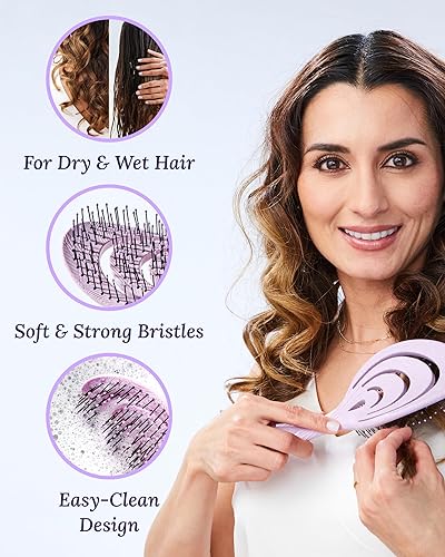 Miniatura 5 de Cepillo desenredante para el cabello para mujeres, cepillo suave para masajear el cuero cabelludo para mujeres con paleta flexible, cepillo