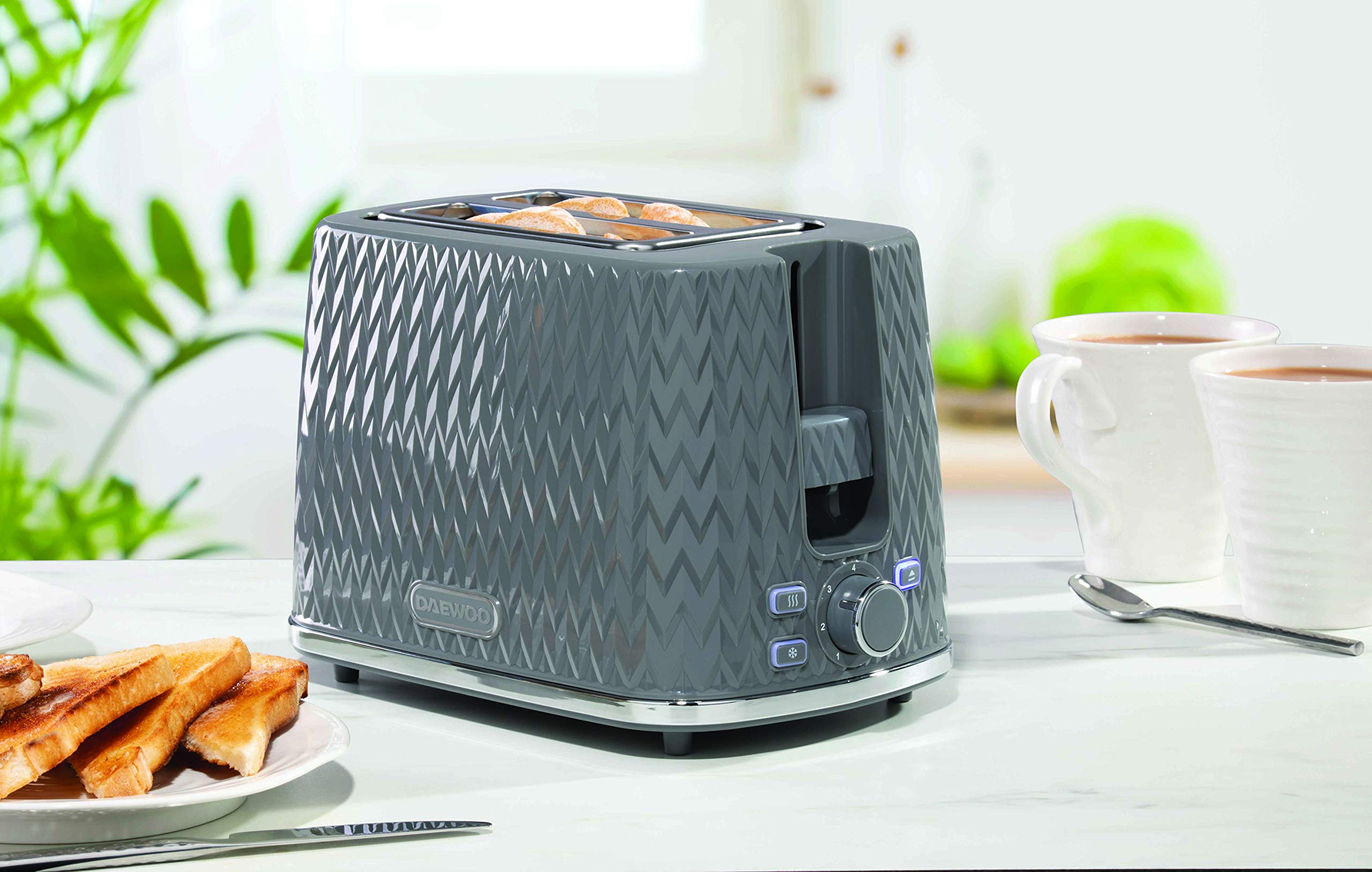 Daewoo Argyle 2 Slice Toaster Dark Grey SDA1821 Toster, Wielobarwny, Pojedynczy