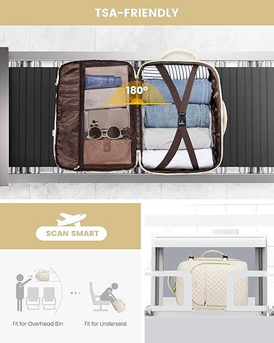 Miniatura 9 de LOVEVOOK Mochila de mano aprobada por vuelo, mochila de viaje para laptop de 35 litros para mujer, mochila grande con 3 cubos de embalaje.., Violeta