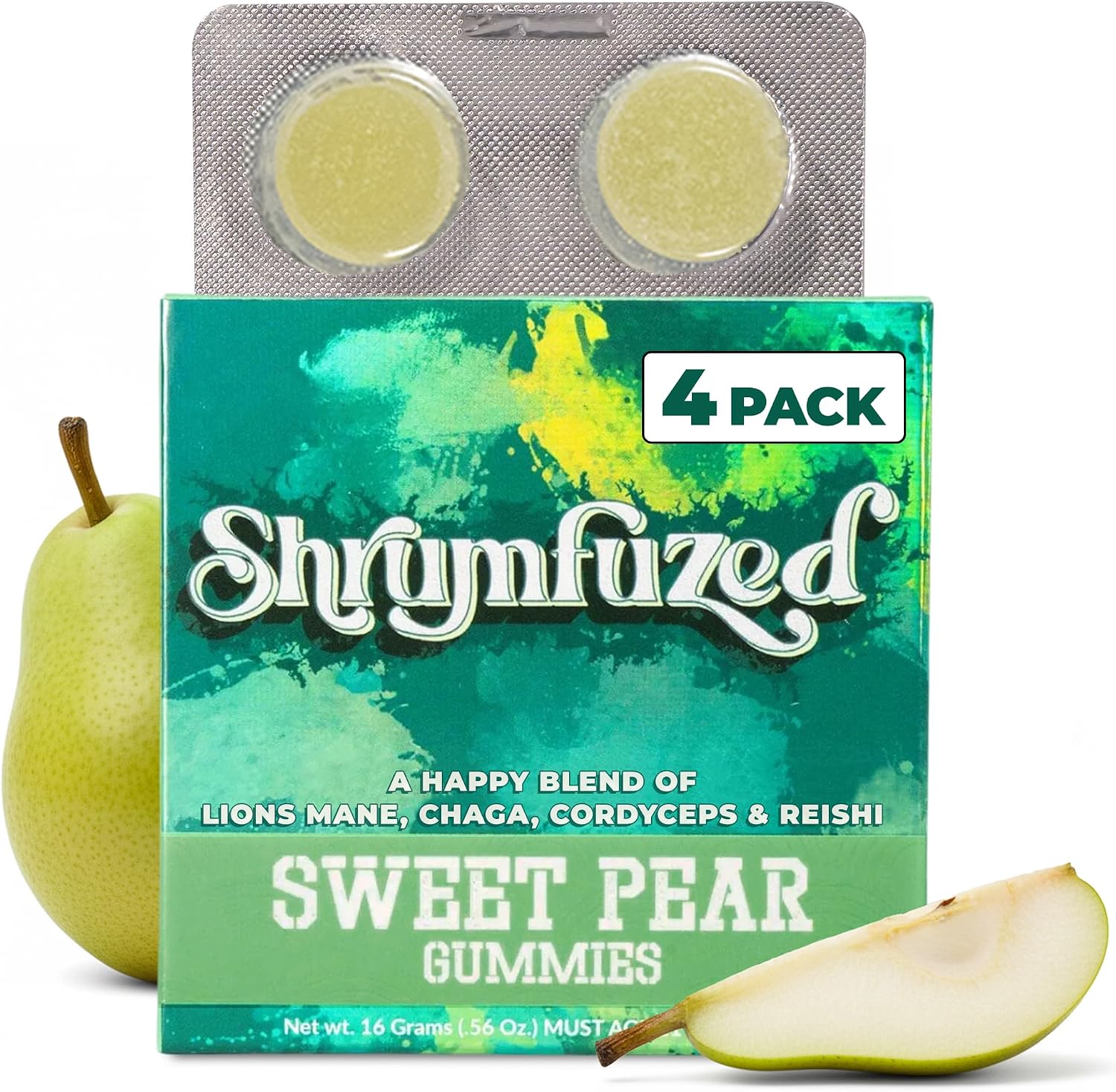 Shrumfuzed Mushroom Gummies, Sweet Pear (4 Count)