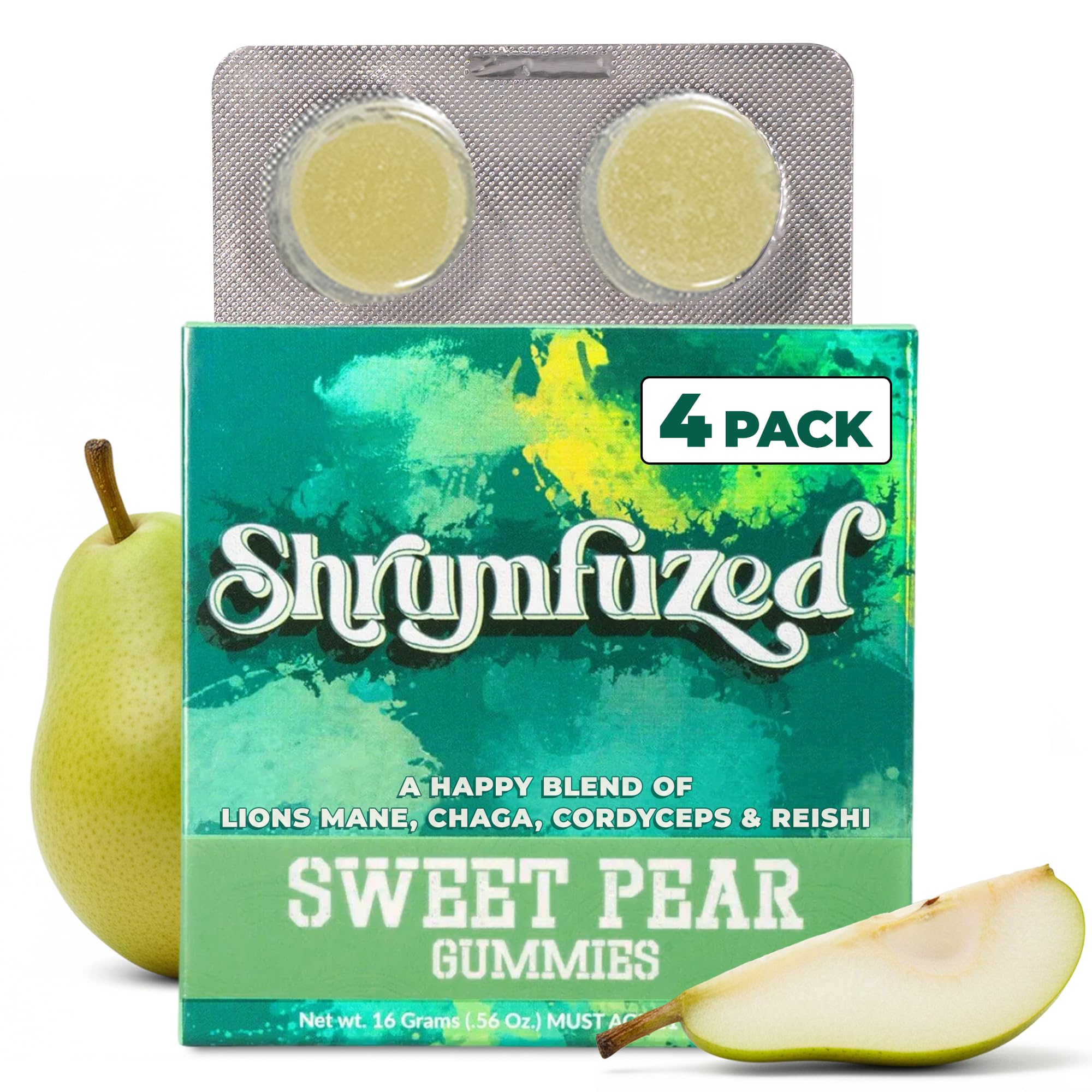 Shrumfuzed Mushroom Gummies, Sweet Pear (4 Count)