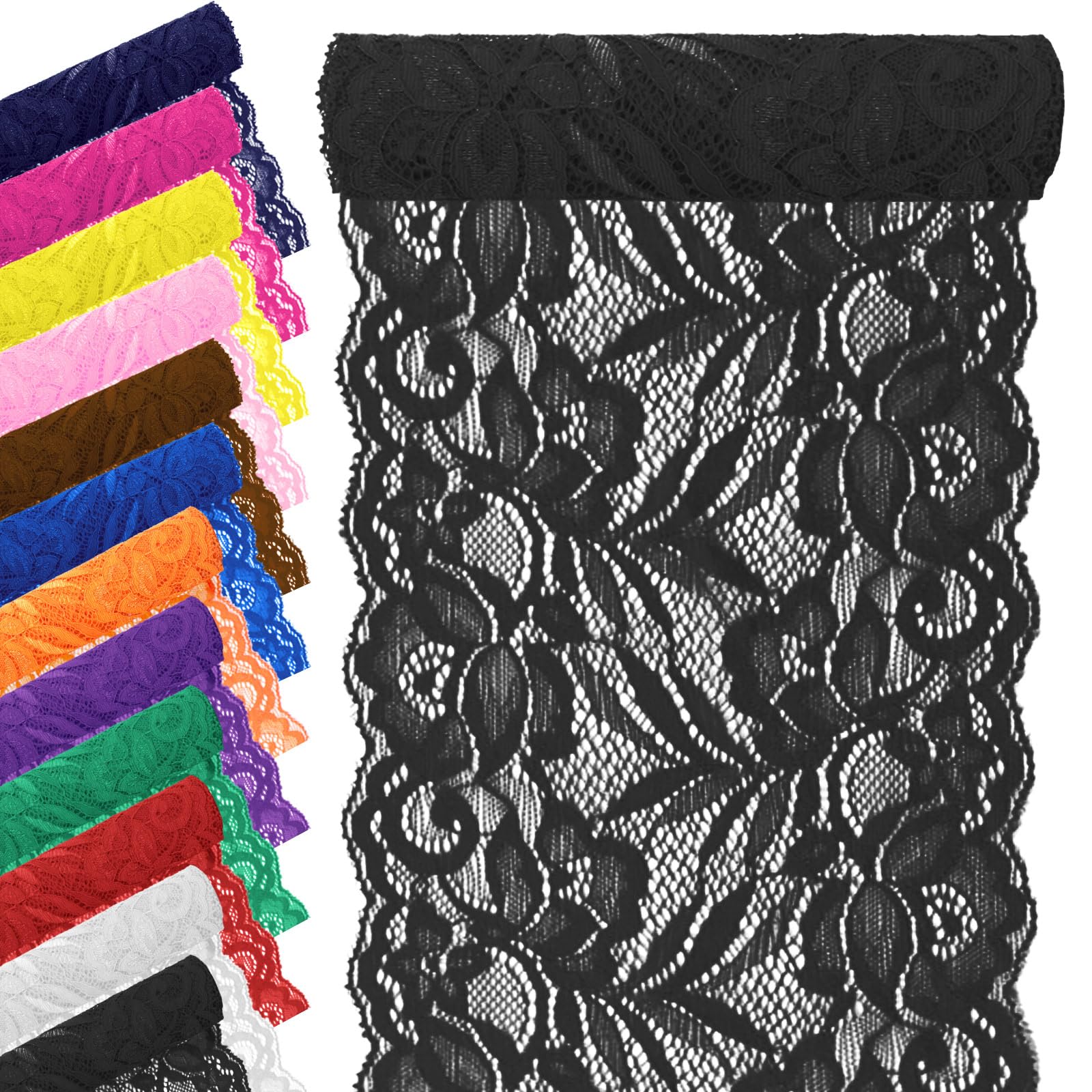 Tanstic Floral Pattern Fabric Lace Ribbon Lace Fabric Elastic Lace Rbbon for Wedding Decorations Gift Wrapping