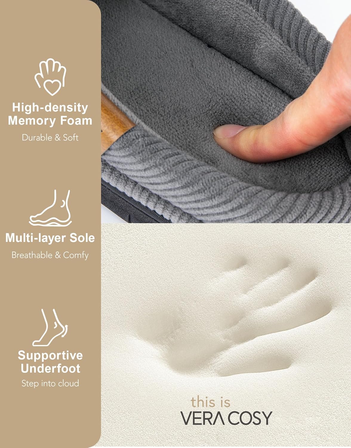 VeraCosy Men's Moccasin Slippers Comfy Soft Durable Slip-on Indoor Memory Foam House Shoes - Image 5