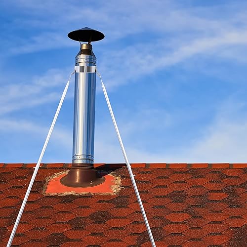 Miniatura 7 de Kit de soporte de chimenea de techo extendido de acero inoxidable para tubo de 8 pulgadas de diámetro con patas ajustables y diseño resistente al