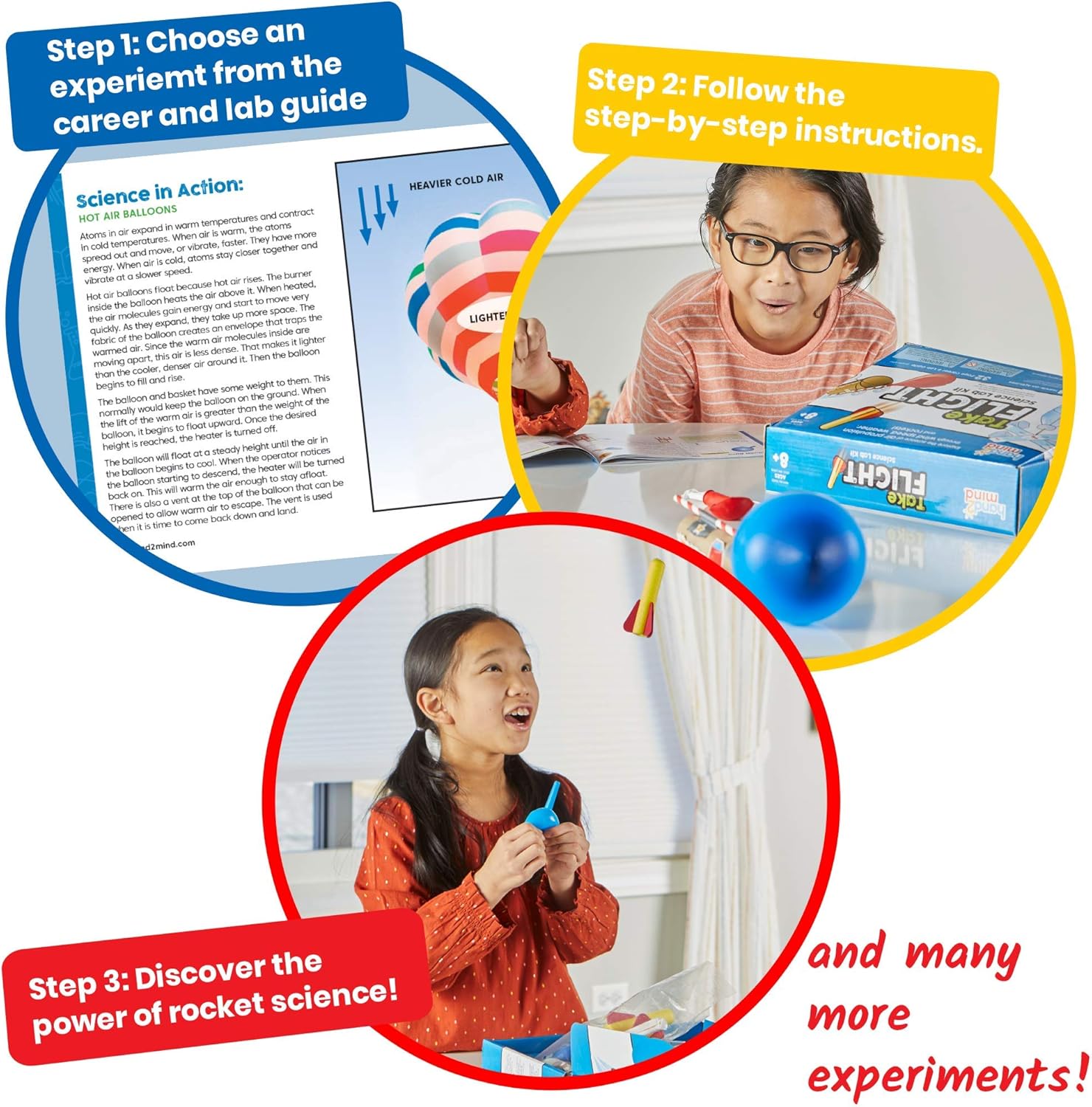 hand2mind-93422 Take Flight Science Lab Kit, STEM Activities for Kids Ages 5-7, STEM Toys, Learn About STEM Careers, Lab Guide, Kids Foam Rockets, Rocket Science for Kids, 18 Hands-On Activities