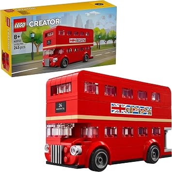 LEGO Creator London Bus 245-Piece Double-Decker Bus Building Set, Iconic British Vehicle Model with Turning Wheels, Collectible London Souvenir Gift for Kids Boys & Girls 40953