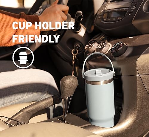 Miniatura 5 de Hydrapeak Nomad - Vaso de 32 onzas con asa y tapa con pajilla vasos aislados de acero inoxidable taza de viaje para bebidas calientes y frías taza