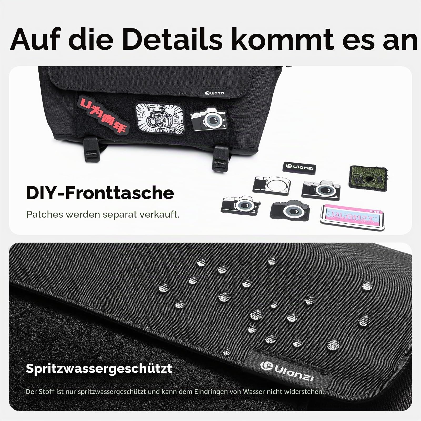 ULANZI 9L Kamera Tasche, DSLR/SLR Kamera Sling Bag mit Stativhalterung, Unisex, Leichte Wasserdichter Kamerarucksack, Fototasche mit Diebstahlschutz kompatibel für Kamera von Sony, Canon, Fujifilm