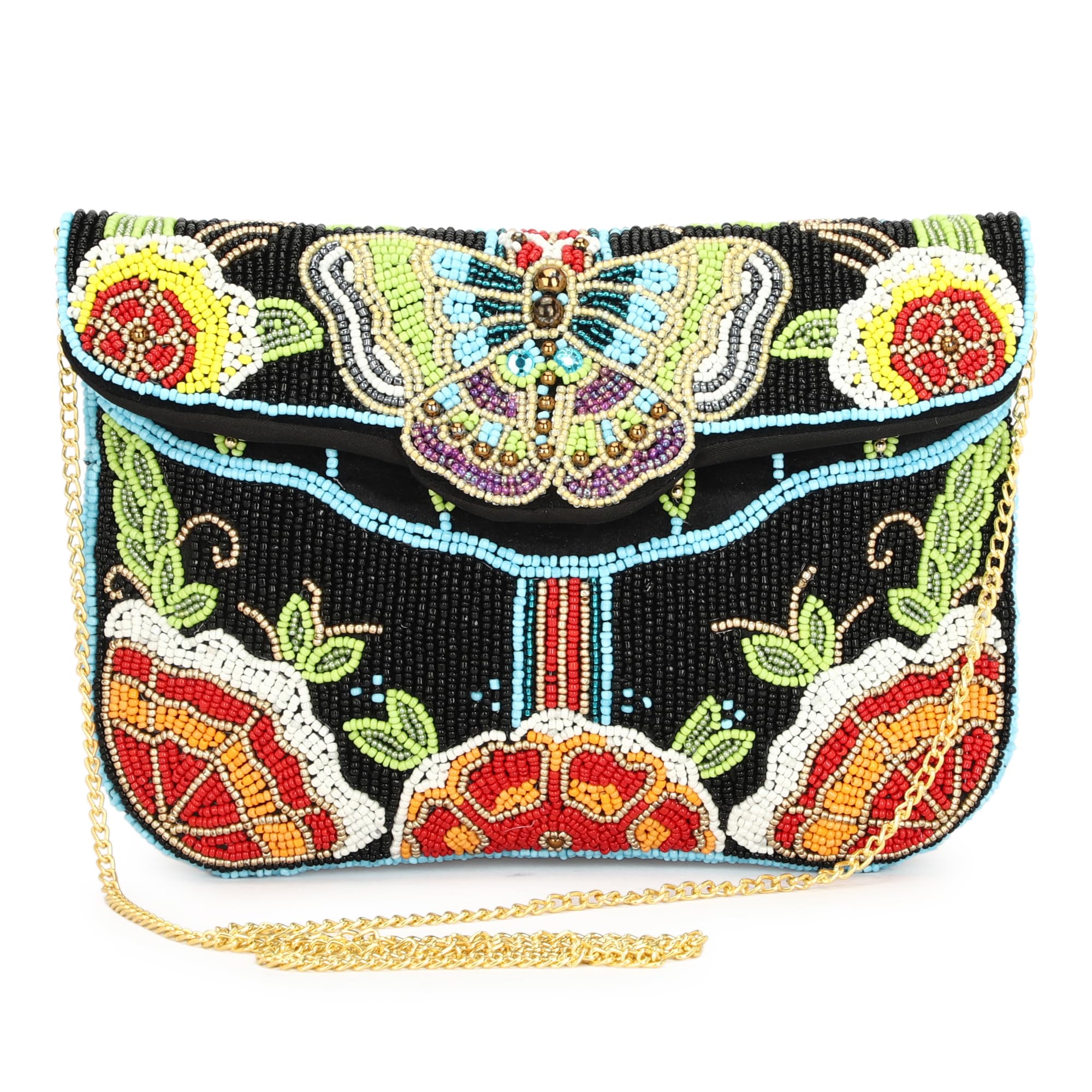 Women Clutch Purse Elegant Classy Stylish Shoulder Handbags With Chain Strap Clutch Purse (Black)-image-18