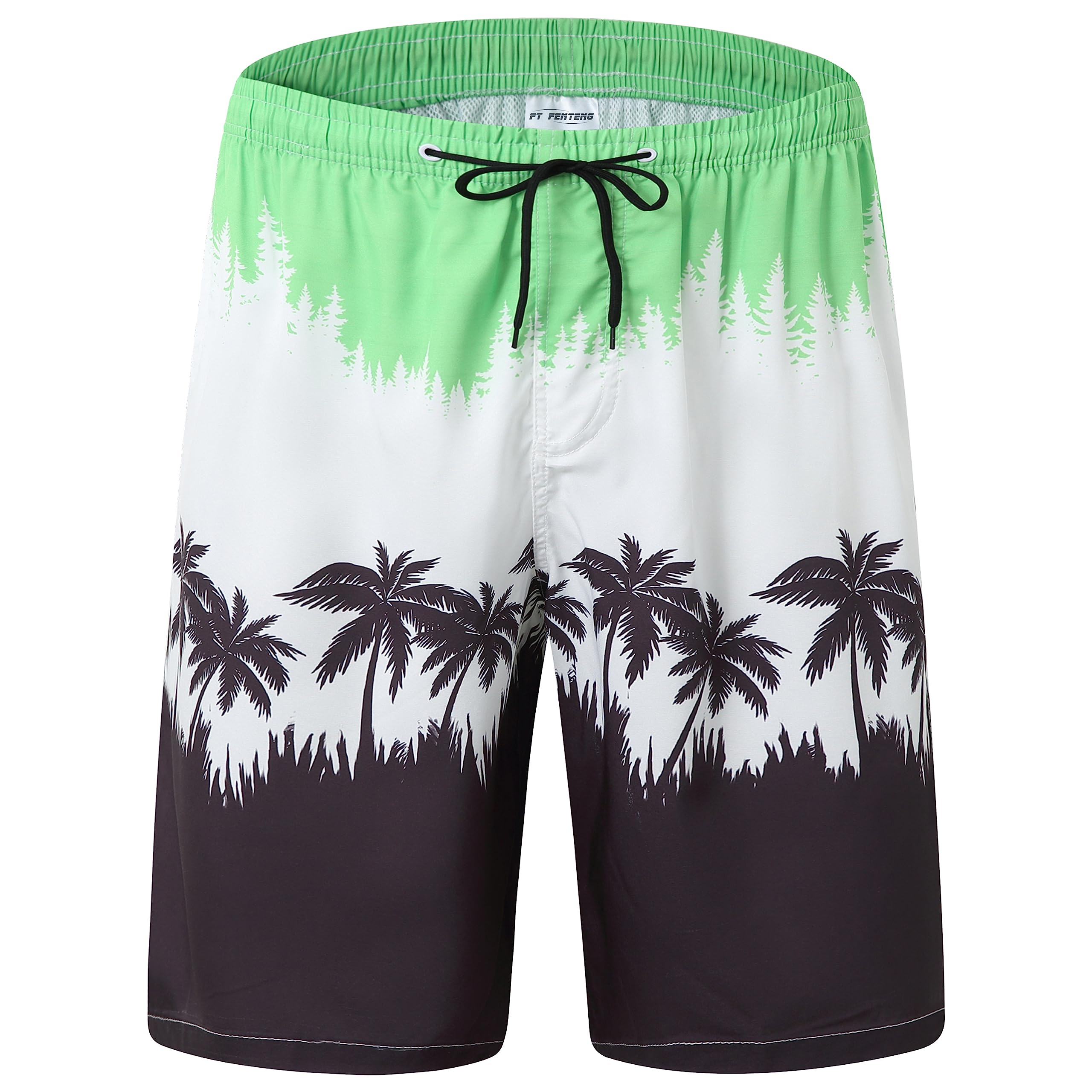 FT FENTENG Mens Swim Trunks Quick Dry Board Shorts with Mesh Lining, Breathable Surf Beach Shorts Swimwear Bathing Suits