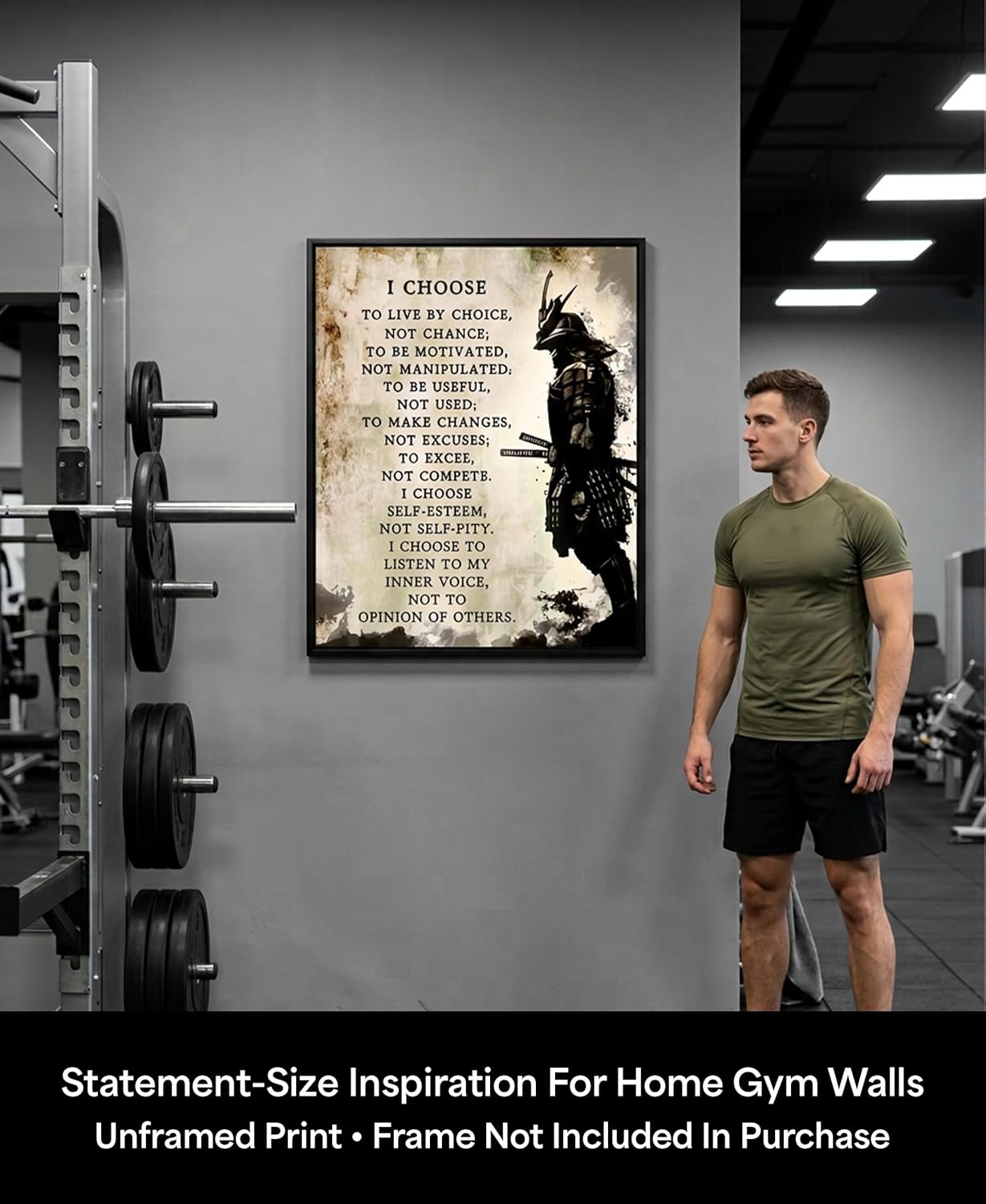 I Choose Samurai Motivational Wall Art – Inspirational Warrior Poster for Office & Gym – Stoic Bushido Decor for Men – Discipline Quote Print – 16x20 Unframed – Made in USA Archival Matte