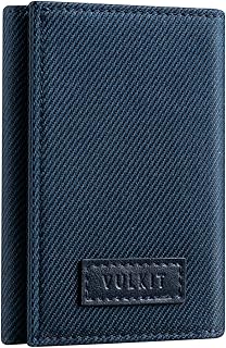 Wallets for Mens RFID Blocking Slim Wallet Trifold Card Wallet Minimalist Credit Card Holder with 6 Card Slots, 1 ID Window, 1 Zip Coins Pocket & 2 Banknote Compartment in Blue