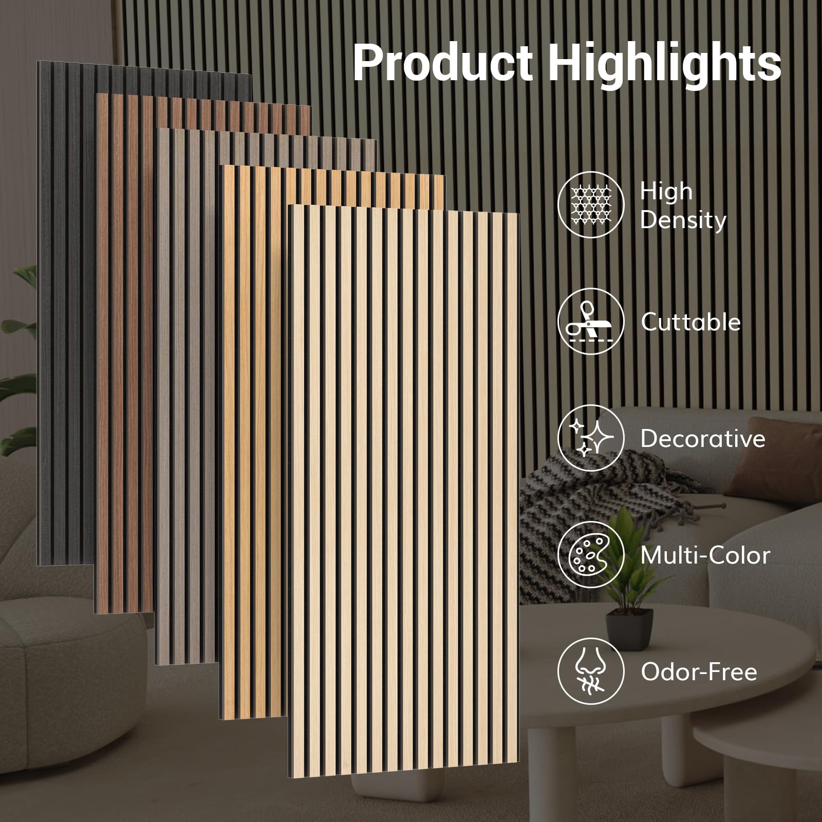 TONOR Panneau Mural Decoratif de Bois,120x60-1.44㎡, 2 Pièces, Gris
