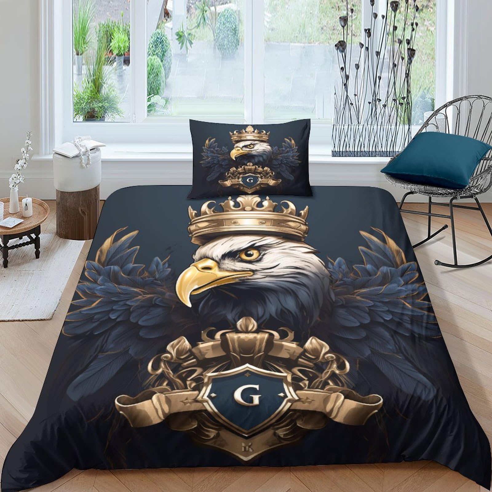 Parure de lit avec housse de couette 135x200 et taies d'oreiller Heron