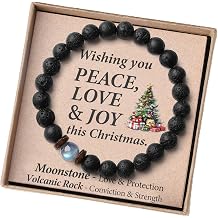 THEMEROL Love and Strength Christmas Stocking Stuffers for Kids/Teen Boys/Men-Handmade Gemstone Bracelets with Xmas-Themed Card