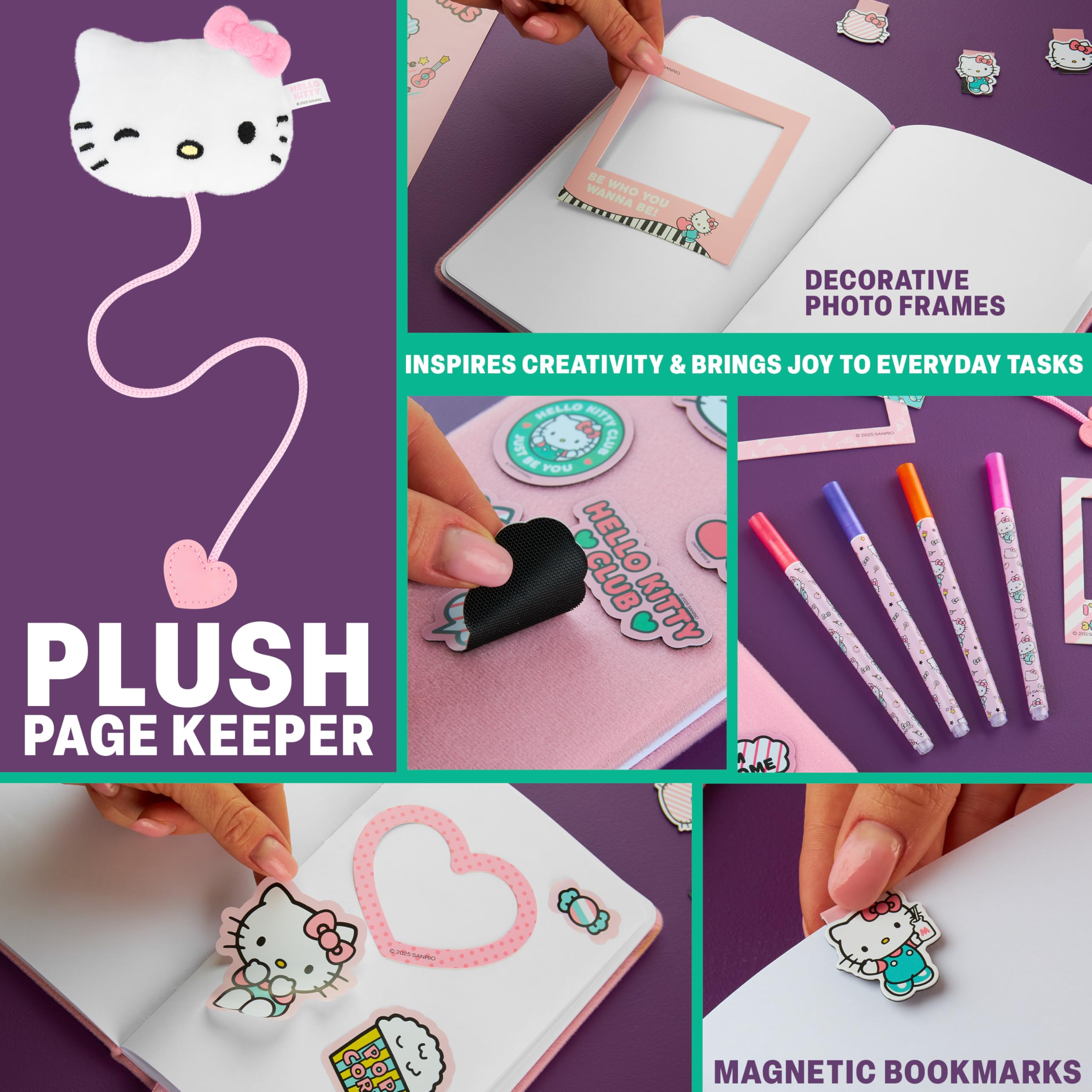 Get Trend Hello Kitty Sanrio Scrapbook Kit for Girls DIY Journal Craft Set Kawaii Notebook Stickers Pens Bookmarks Patches Art Supplies Girls Gifts (Multi Hello Kitty) - Image 4