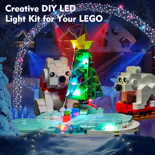 Miniatura 3 de Kit de luz LED compatible con Lego Wintertime Polar Bears 40571, juego de iluminación creativo de Legos para árbol de Navidad, compatible con Lego
