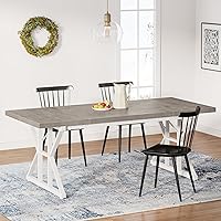 Vista 9 de Tribesigns Mesa de comedor estilo granja para 6 personas, mesa de comedor rectangular de madera de 70.8 pulgadas, mesa de cocina rústica con patas