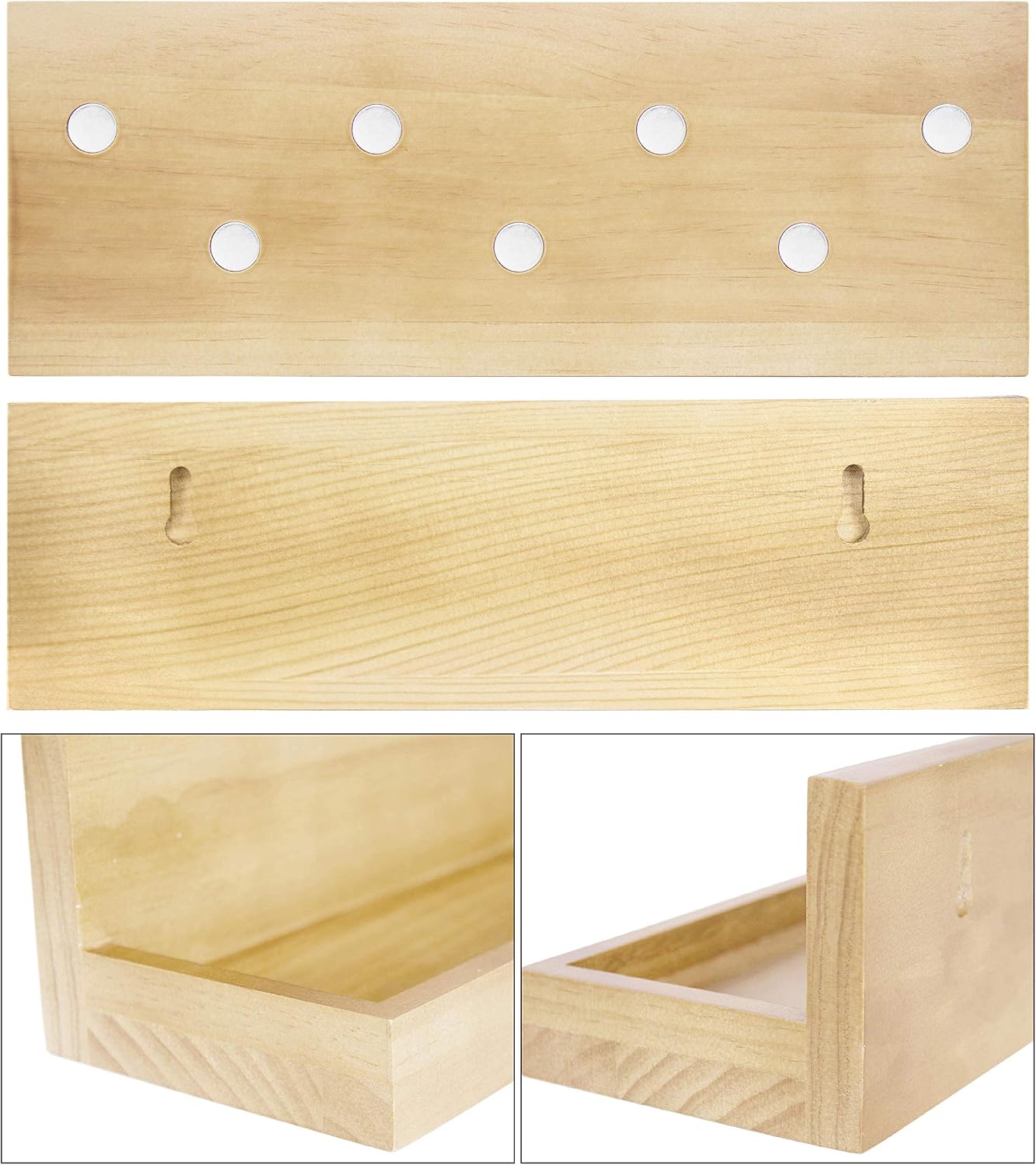 D'vine Dev Magnetic Key Shelf with Ledge, Key Holder, Entryway Wall Organizer, 12 in L x 4" W, Natural