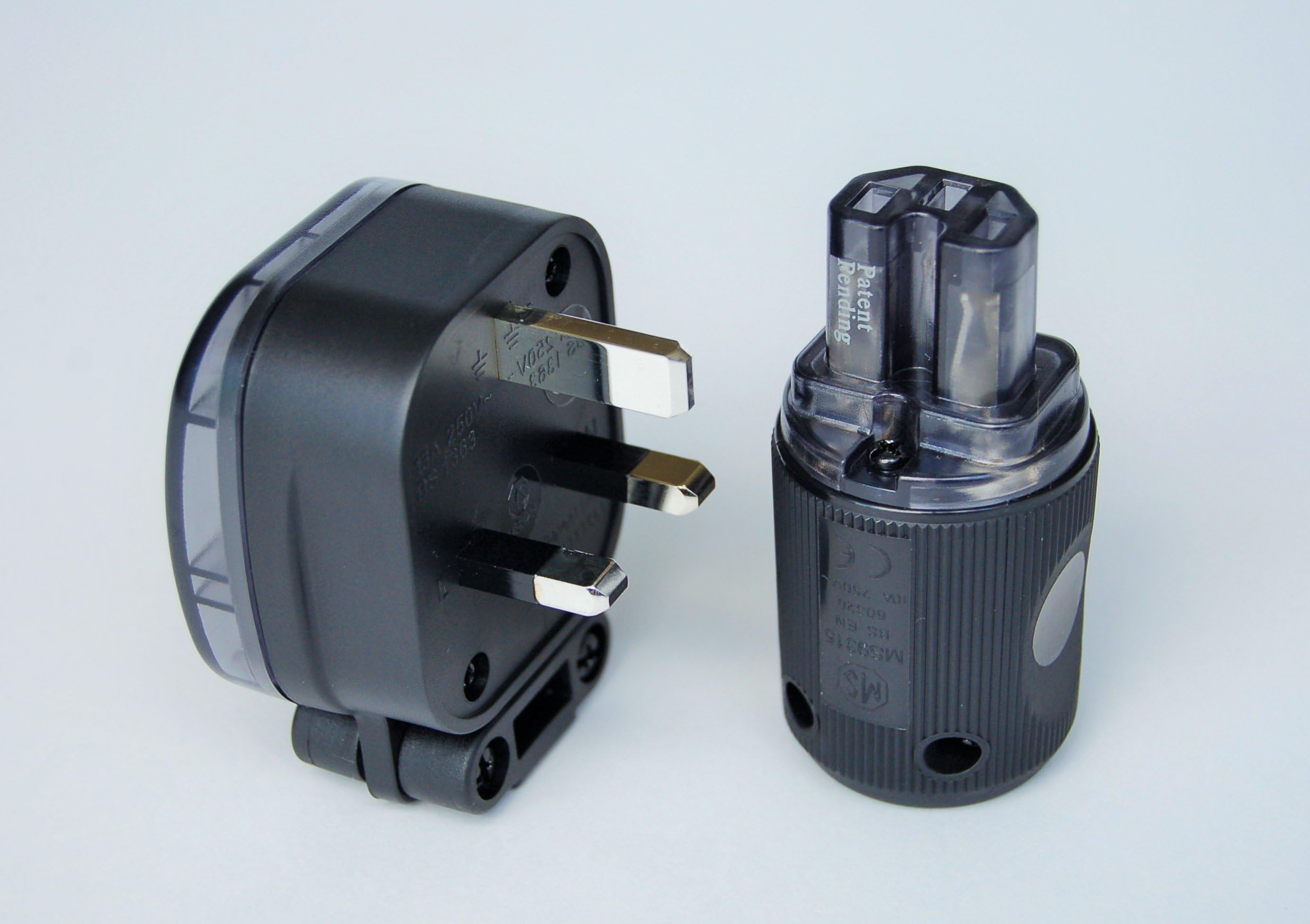 13A UK and IEC audio grade mains plugs set, Silver plated.
