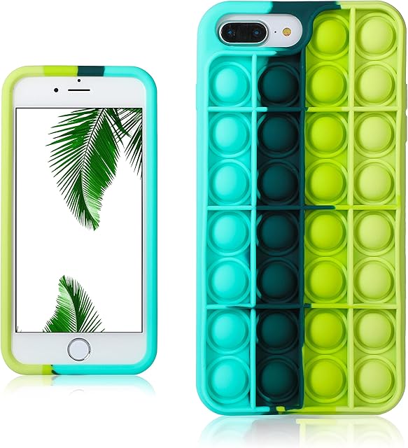 Besoar Black Green Fidget Case for iPhone 6 Plus/6S Plus/7 Plus/8 Plus 5.5" Soft Silicone Cover Cute Fun Kawaii Funny Cool Design Unique Trendy Shell for Kids Girls Boys Cases for iPhone 6/6S/7/8 Plus
