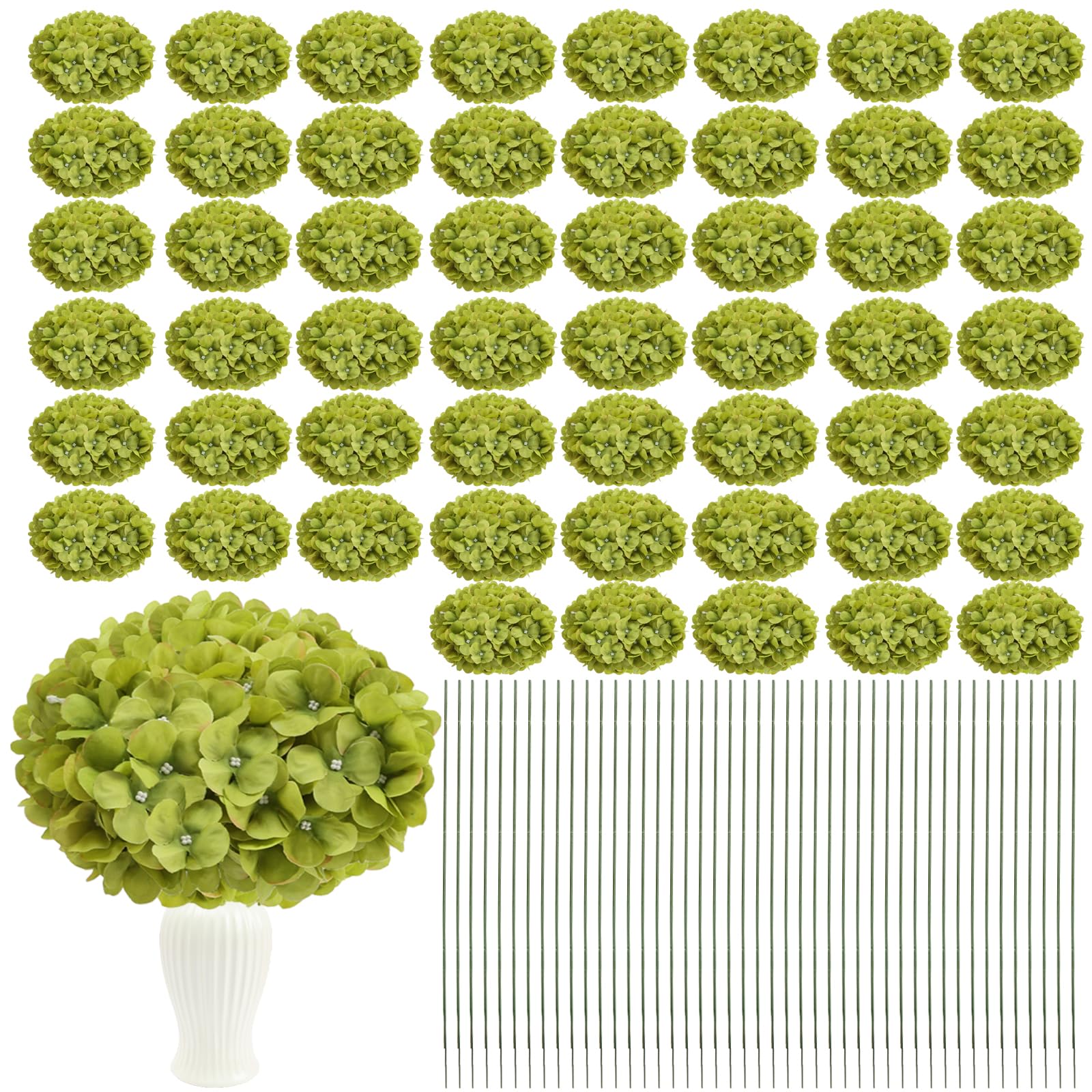 Photo 1 of Nagobi Green Hydrangea Artificial Flowers Silk Hydrangeas Bulk 104 PCS