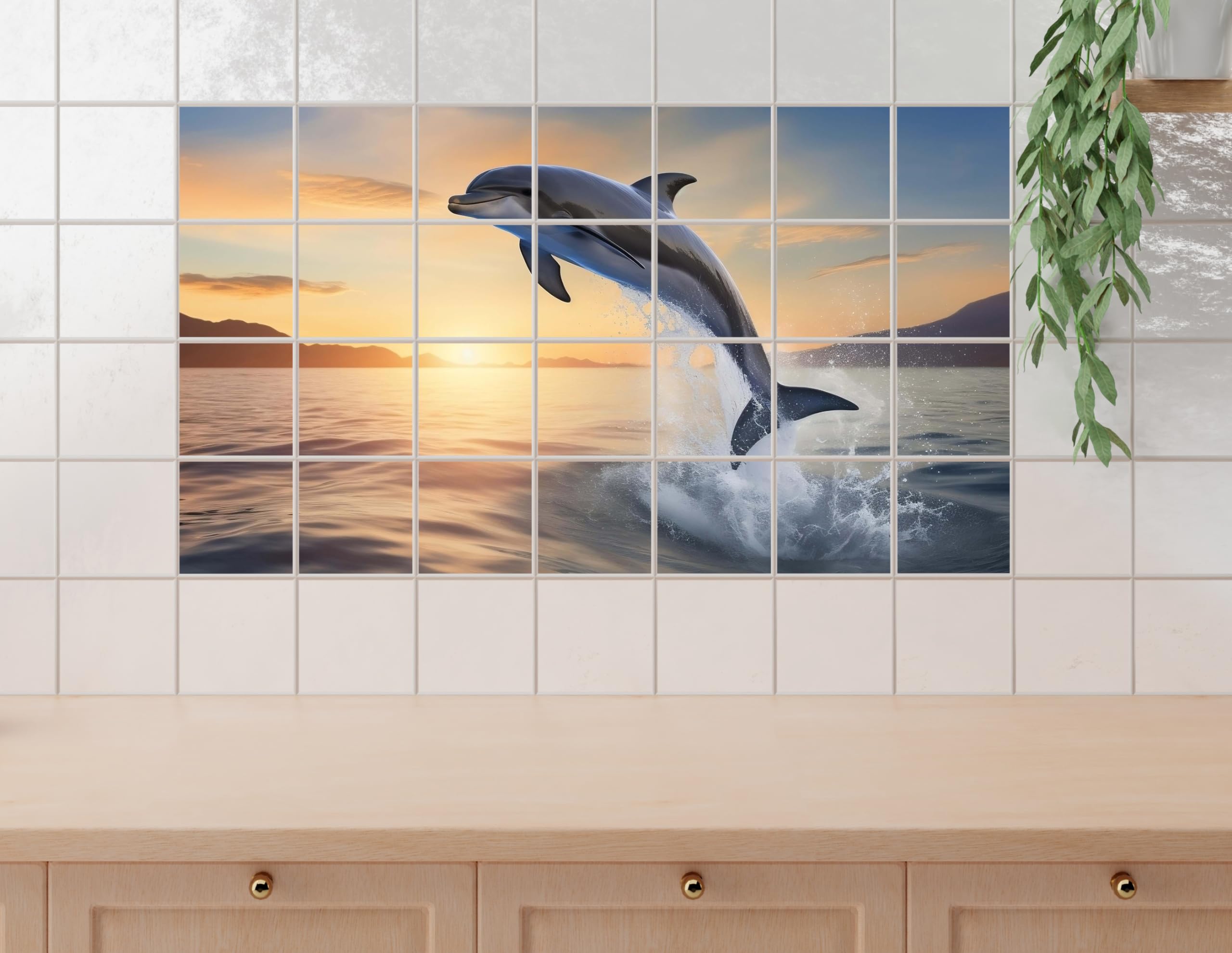 GRAZDesign Wandtattoo Badezimmer – Bullauge Mit Delfin, 54x50 Cm, Selbstklebend Für Fliesen & Wände