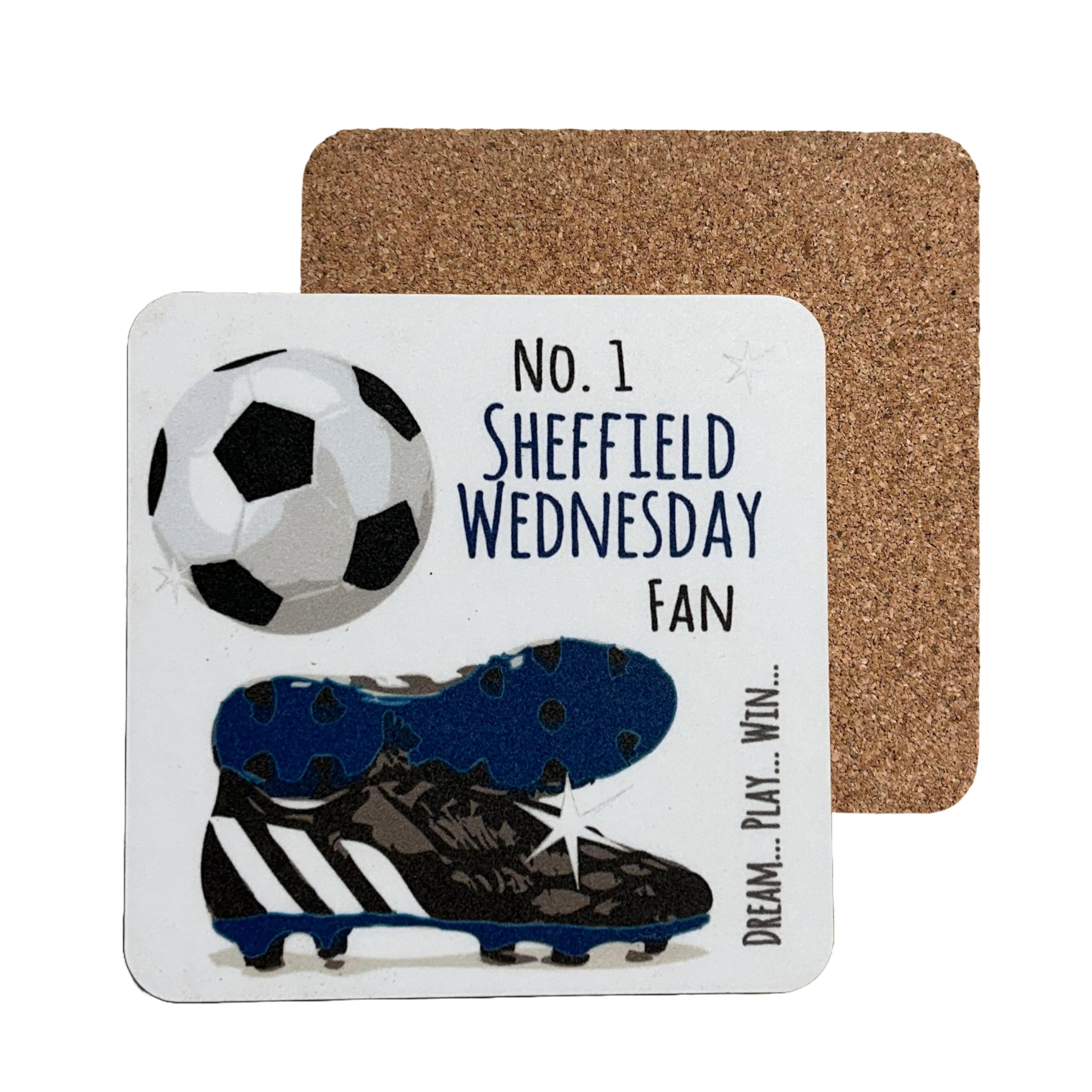 White Cotton Cards White Sheffield Wednesday Owls Fc Football Club Fan - Coaster Drink Mat - By Cotton Cards (C-Fn36)