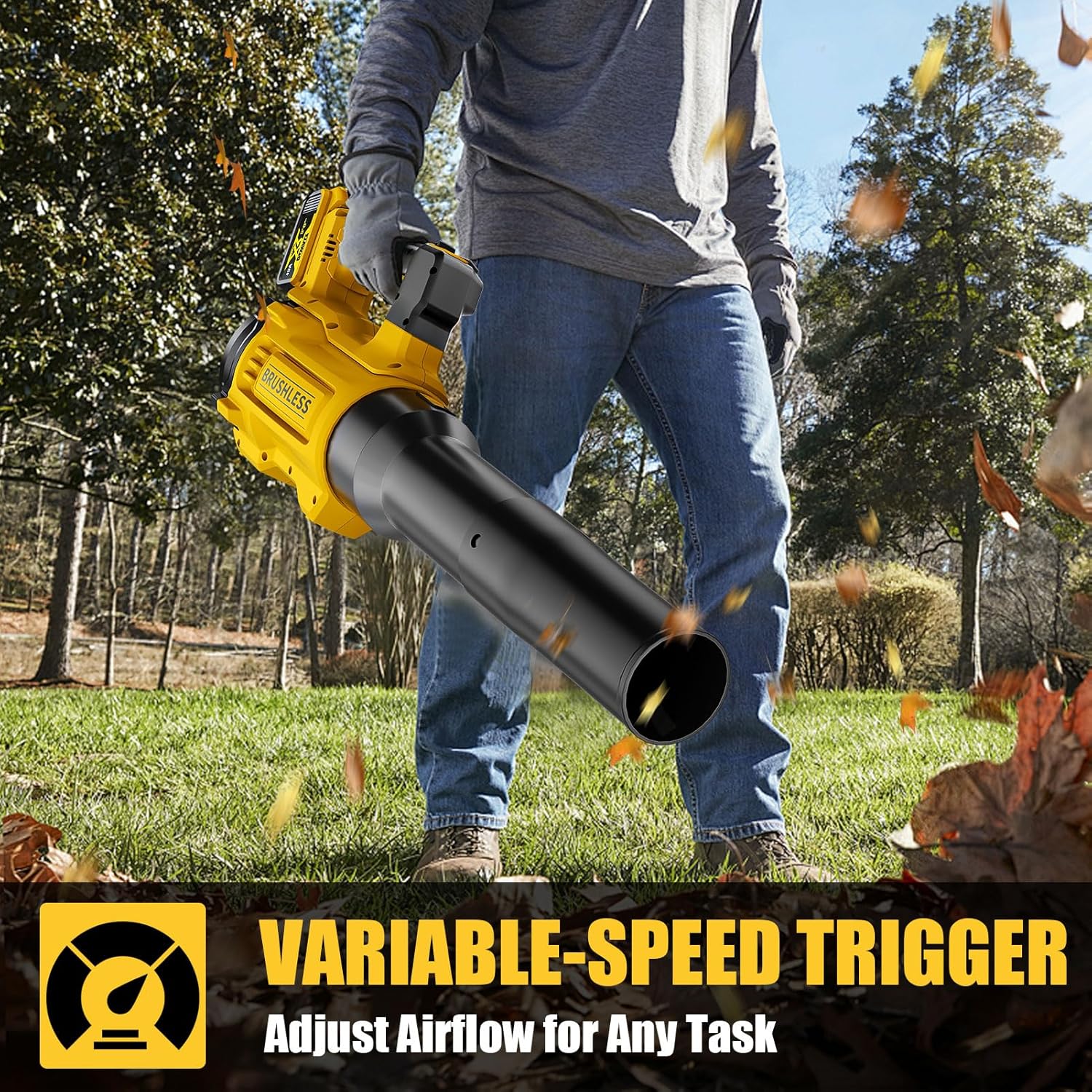 20V Cordless Leaf Blower, Compatible with DeWALT 20V MAX Batteries, Max 600 CFM/125 MPH with Turbo Boost, Brushless Motor 2.0, Variable-Speed Trigger, Lightweight and Compact, Tool Only
