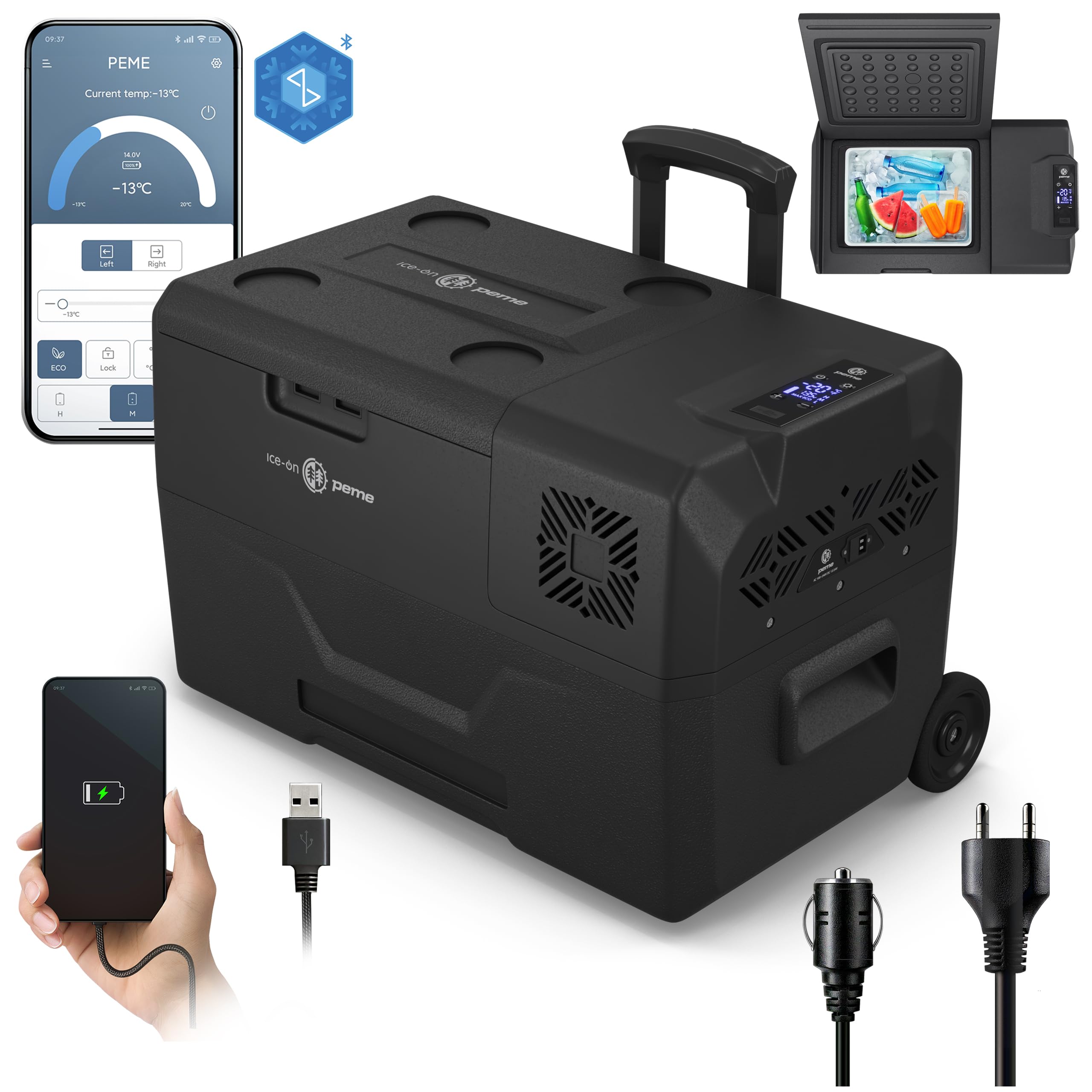 Peme Kompressor Kühlbox Auto Elektrisch Kühlschrank Camping Tragbar 12/24V 220-240V 27L 39L Expedition
