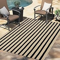 Vista 3 de LEEVAN - Tapete lavable para exteriores a rayas color blanco y negro, tapete para entrada