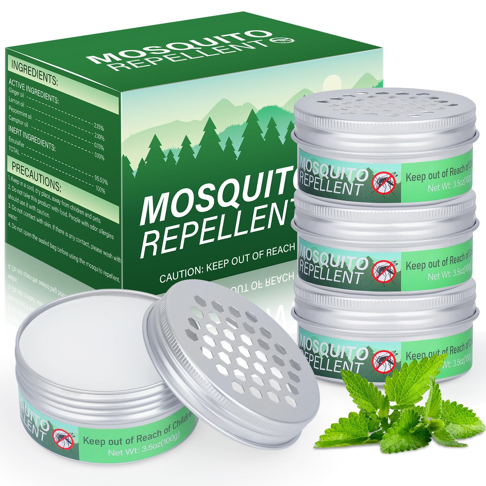4 Pack Mosquito Repellent - Natural Powerful Mosquito Repellent for Patio Yard Home Room Indoor Outdoor Travel Camping, Mosquito Deterrent Keep Mosquito Away Ticks and Gnats