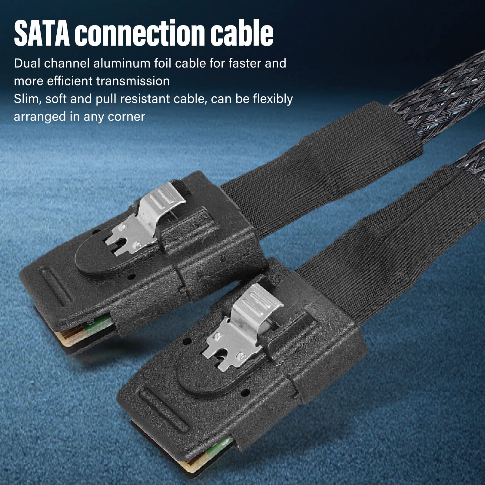 GOWENIC Mini SAS SFF 8087 Cable, 12Gbps Speed, Aluminum Foil Shielding, Dual Straight Head Computer Server Motherboard Connected to Array Card Data Cable (0.5m/19.7in)