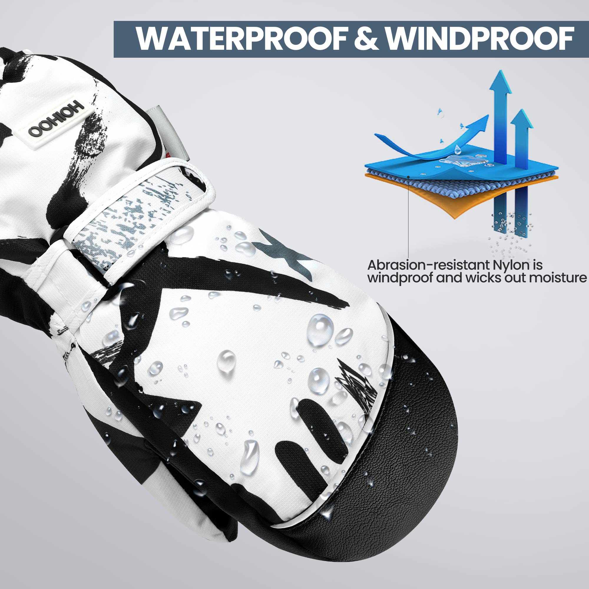 Guantes de nieve impermeables y cálidos 3M Thinsulate, para pantalla táctil, guantes de invierno para clima frío para snowboard, se adaptan tanto a hombres como a mujeres