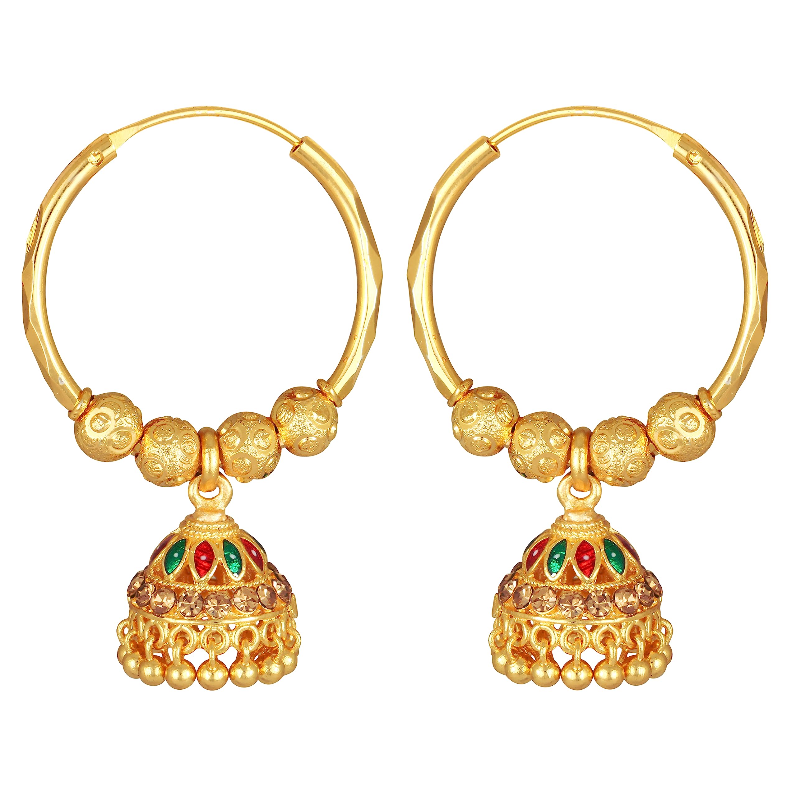 MEENAZ Hoop bali Jhumki Jhumka Earrings for Women Girls Traditional Temple 1 One Gram Gold Brass Copper South Indian Screw Back Meenakari Ear Chains Peacock Jhumkas Combo Wedding -GOLD JHUMKI-M355 (B0CBFWTQ46) Amazon Price History, Amazon Price Tracker