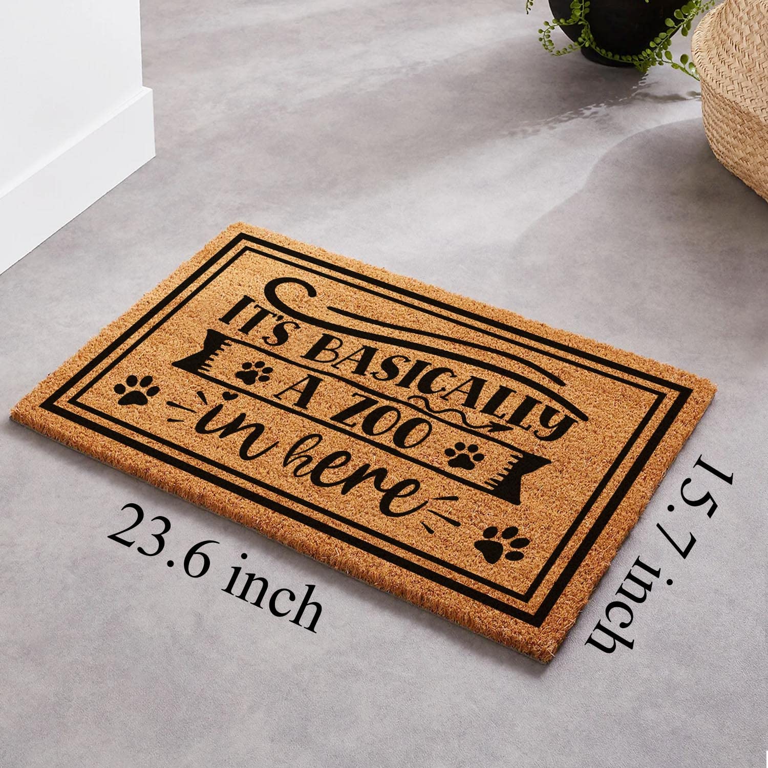 Zerbino divertente in fibra di cocco, con retro in PVC, antiscivolo, 59,9 x 39,9 cm