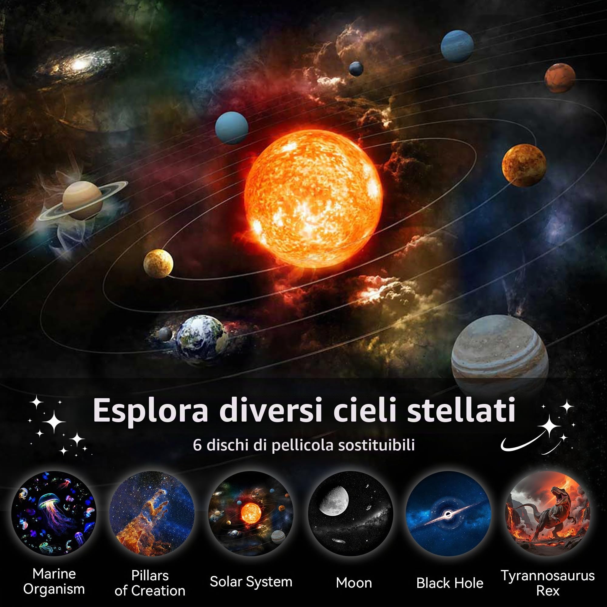 Proiettore Stelle Soffitto,Hd Smart Holographic Luce Notturna Proiettore | USB Galaxy Proiettore, Luminosità Regolabile per Bambini Adulti Camera da Letto Soffitto Parete Camera Auto