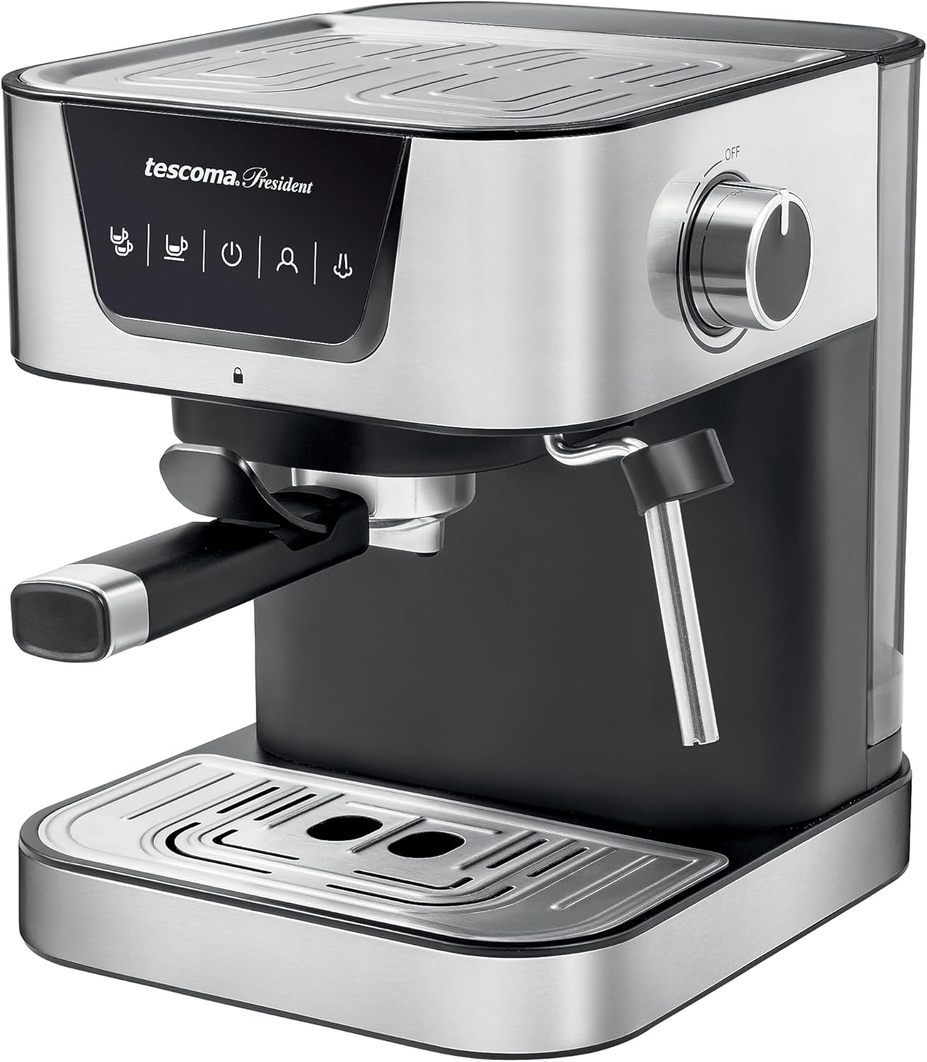 Tescoma 909010 19 bar manual espresso machine, with steam lance, double outlet arm, floor heaters, President line