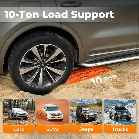 HOXWELL Off Road Traction Boards with Velcro Straps for Snow, Sand, Mud