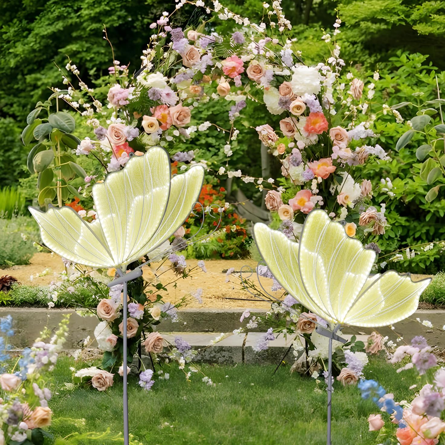 Photo 1 of ***UPDATED 6/7*** GUYARO Wedding Butterfly LED Floor Lamp - Adjustable Height Romantic Ceiling Light with Hanging Butterflies, White Wedding Decoration Light Fixture for Parties & Events (White-2PCS, 60CM/24INCH)