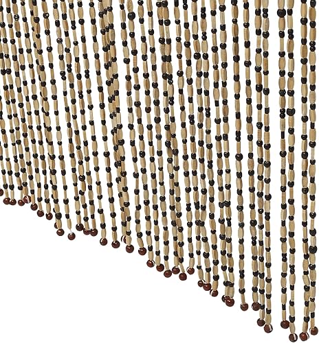 Miniatura 7 de DNYSYSJ Cortina con cuentas de madera natural y bambú, 49 hebras, diseño liso de 74.8 pulgadas, cuentas de bambú y madera para puerta, cortina