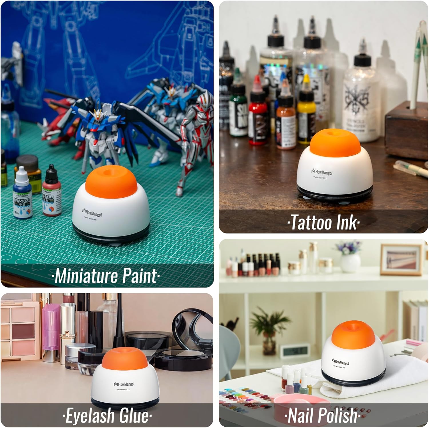 Vortex Mini 3000 Paint Shaker for Hobbies, Miniature Model Paint Mixer with Mixing Balls & Empty Dropper Bottles-30 ml also for Airbrush Acrylic Paint, Nail Gel Polish, Ink, Eyelash Glue