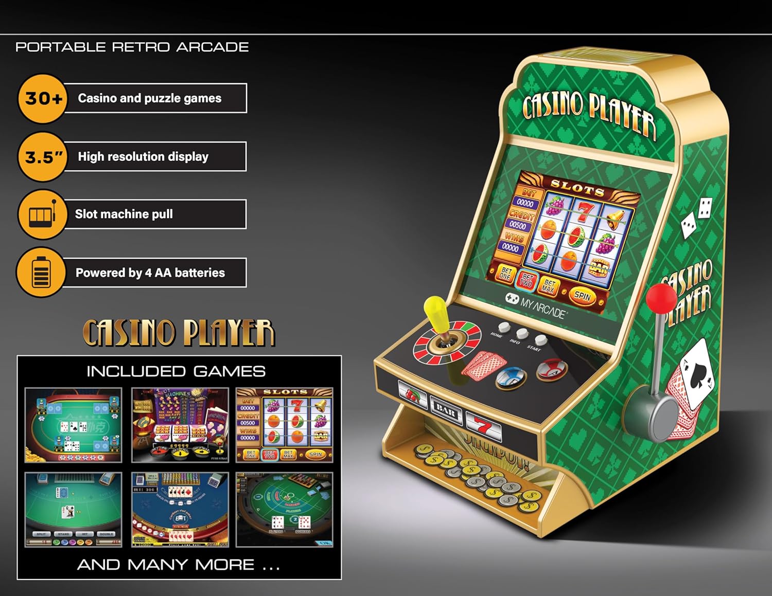 My Arcade Casino Player: Retro Arcades, Slot Machine, Casino Games, Poker Games, Blackjack, Roulette, Includes Over 30 Games