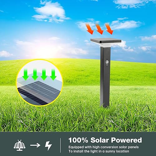 Miniatura 3 de Lustrlach Luces solares de camino para exteriores, con sensor de movimiento LED, luz de bolardo de paisaje de 20 pulgadas, impermeable, lámpara de