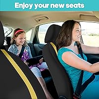 Vista 14 de FH Group FB032114 - Juego completo de fundas para asientos de coche con paño plano Funda de silicón para volante, color negro sólido, se adapta a