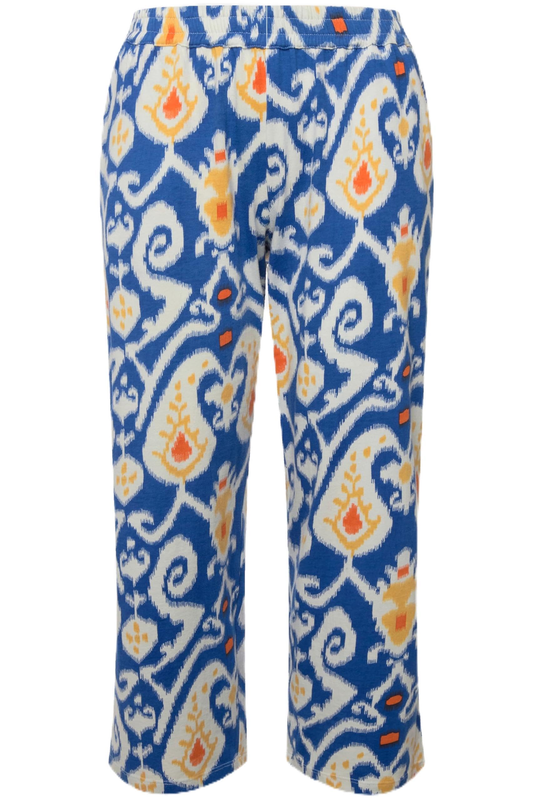Ulla Popken Damen große Größen Übergrößen Plus Size 7/8-Jerseyhose, Bedruckt, weites Bein, Elastikbund 829522