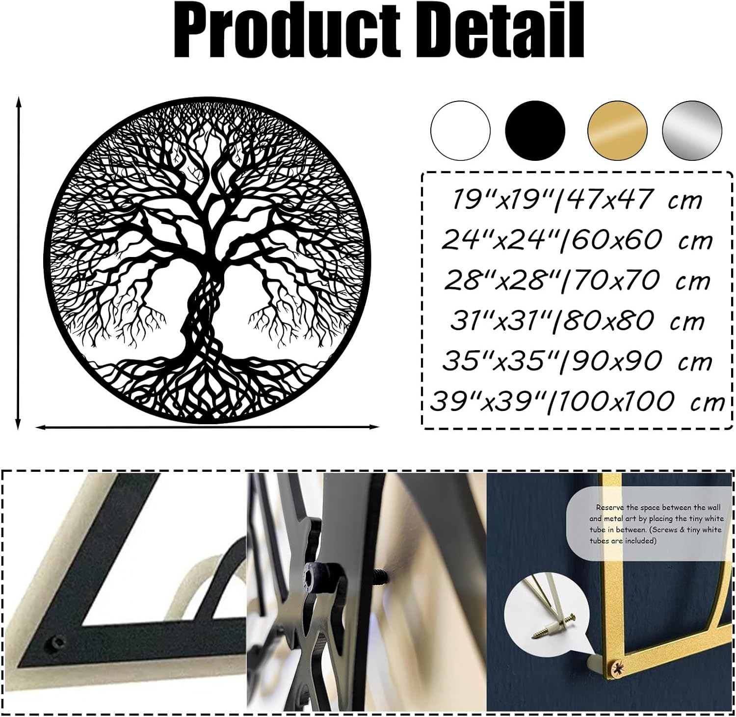 YDONVTI Tree of Life Metal Wall Art, Tree of Life Wall Art, Metal Branch artwork, Family Trees Wall Decor, Nature Hanging, Home Decor for Living Room, bedroom (Gold, 19x19in/ 47x47cm)