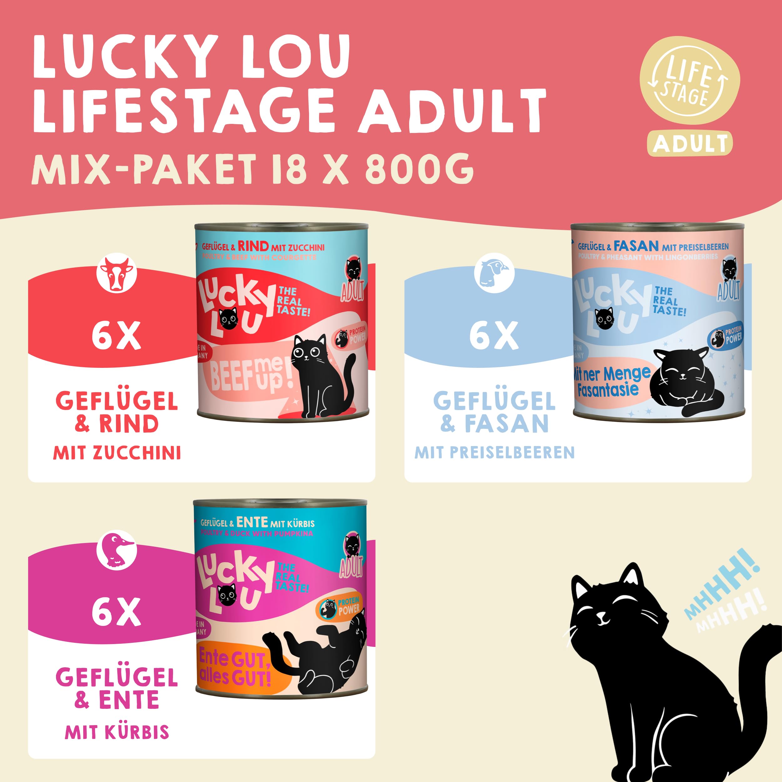 Lucky Lou SuperMono² Mix Nassfutter Für Katzen – Hochwertig, Getreidefrei, Ohne Zucker, 125 G (24er Pack)