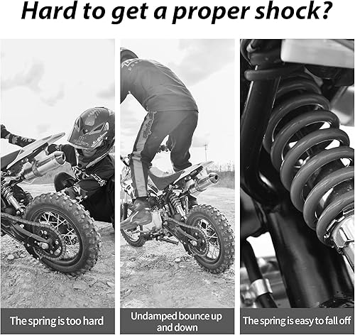 Miniatura 4 de RUTU Amortiguador trasero de 10.25 pulgadas, 10.236 in, amortiguador monochoque, reemplazo universal para bicicleta Pit Bike SDG SSR Pitster Lifan