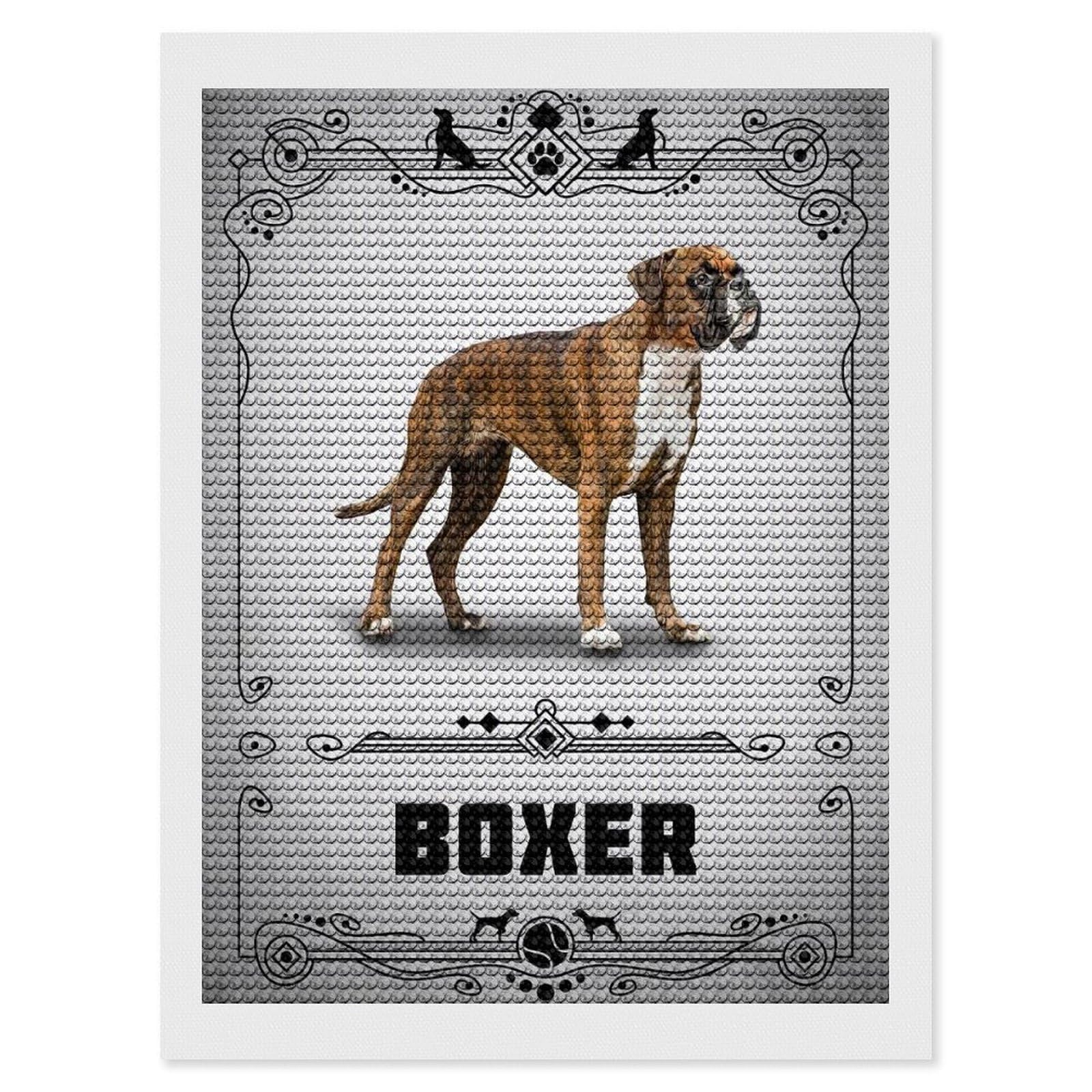 Junmoney Boxer Diamond Art Kit 12"x16", Neat Printed Canvas, Finish and Display, Relaxing DIY Hobby, Living Room Decor